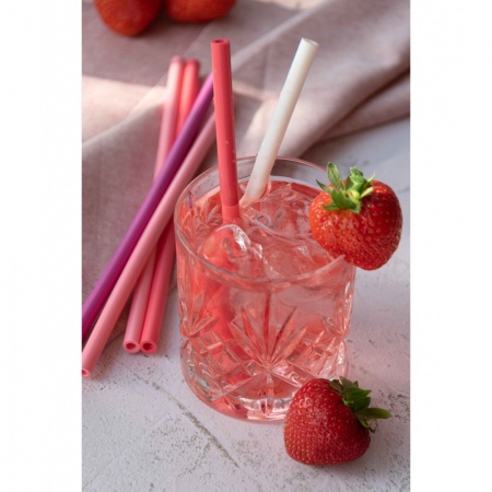 8 Reusable Silicone Straws With Cleaning Brush Set